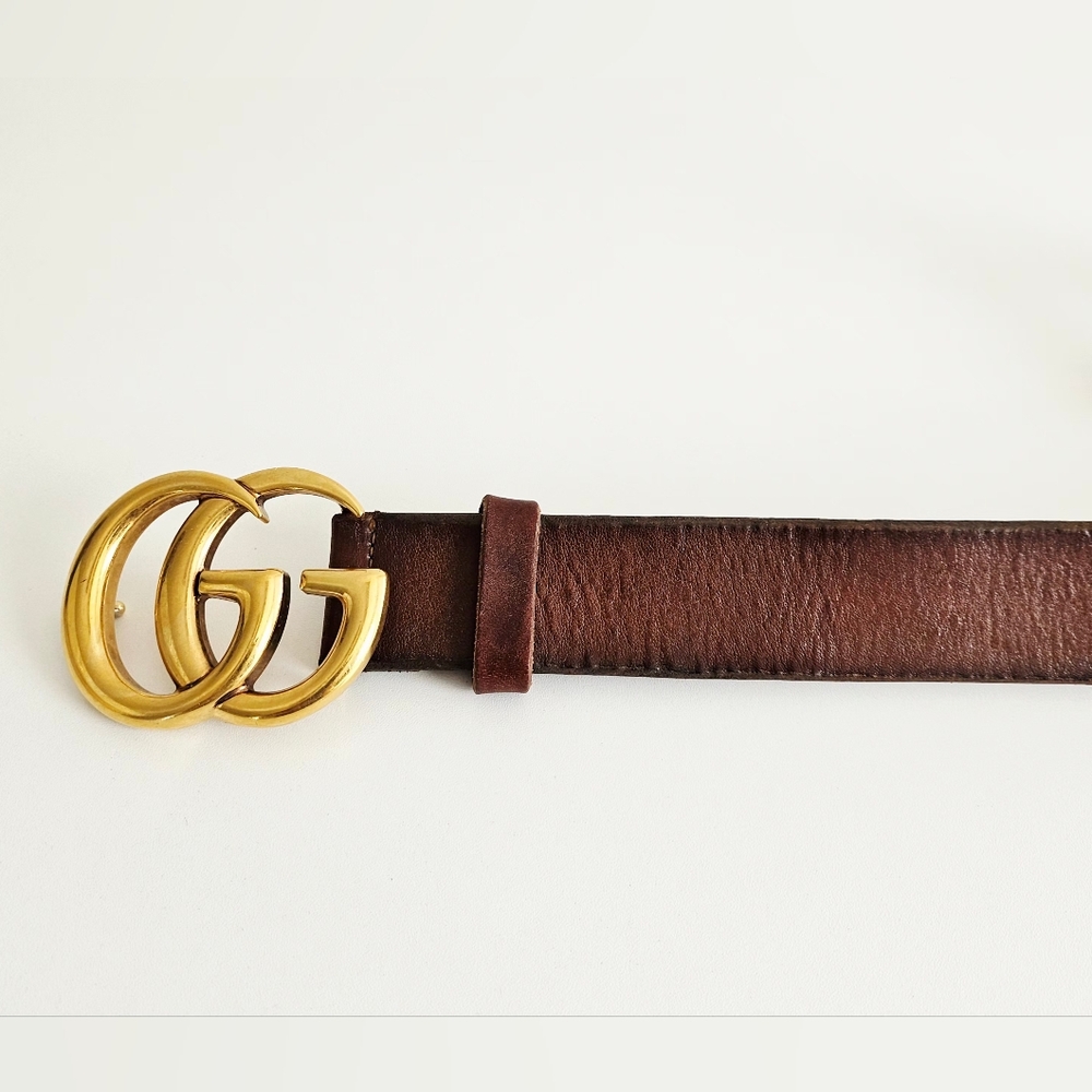 Gucci Brown GG Marmont Cowhide Leather Belt - 80/32 - Picture 5 of 6